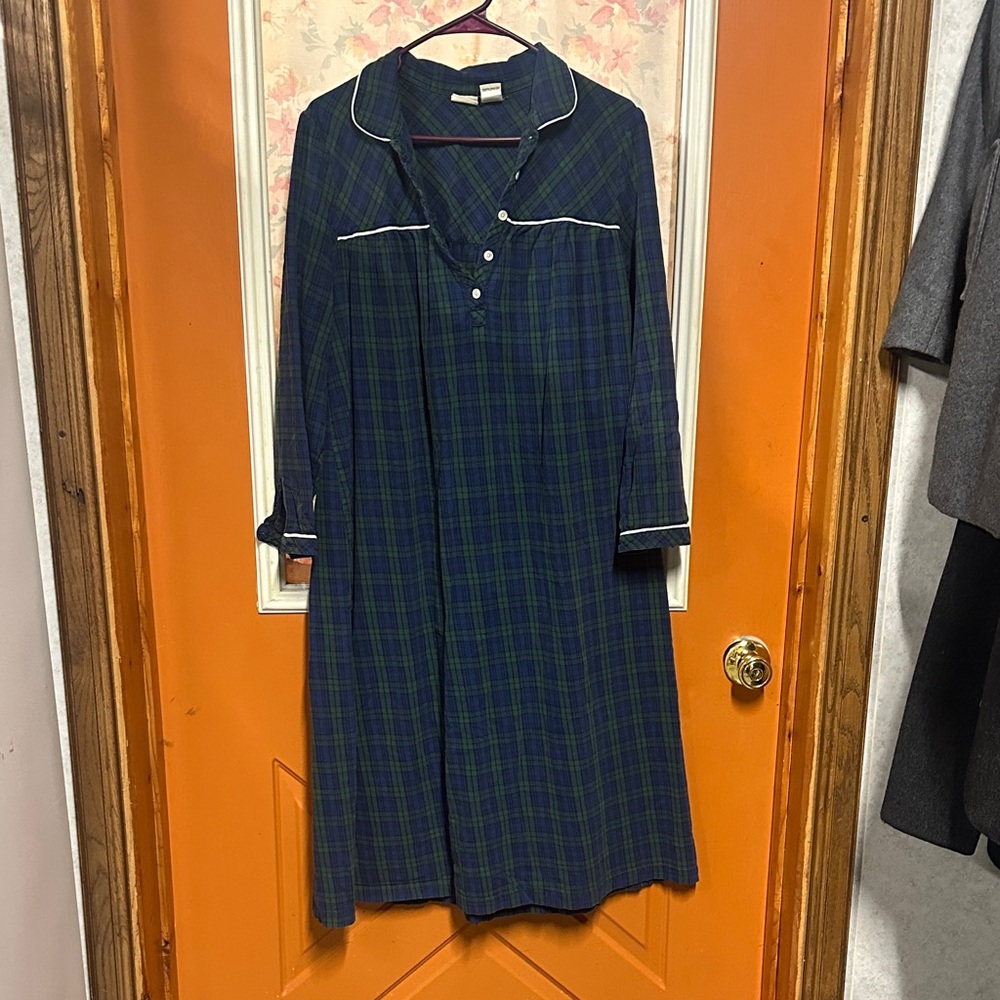 L.L. Bean Blue Plaid Nightgown